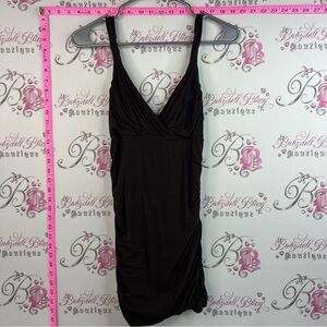 Dress bodycon tight stretchy, Brown Sleeveless V-Neck Ruched Bodycon Dress